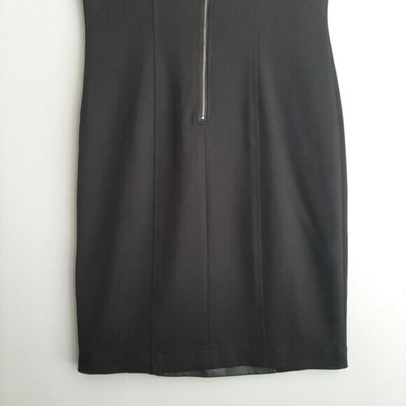 ECI New York Faux Leather Geometric Lasercut Panel Sheath Dress Sz 8 - Picture 10 of 13